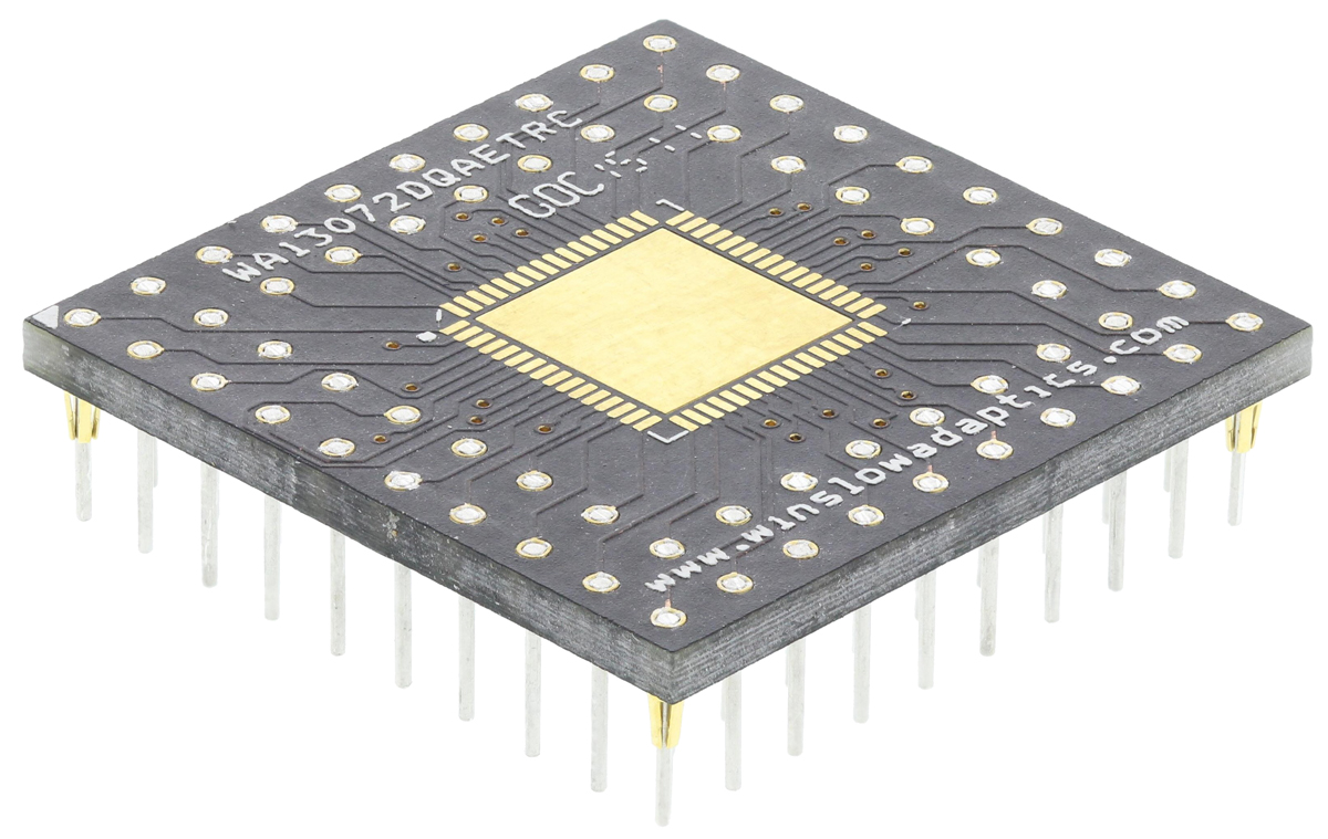 Winslow Straight Through Hole Mount 0.5 mm, 2.54 mm Pitch IC Socket Adapter, 64 Pin Female QFN to 64 Pin Male PGA