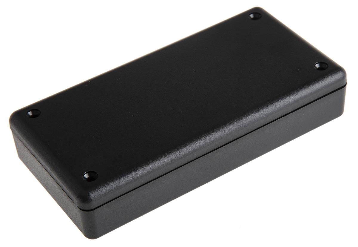 Hammond 1599 Series Black Flame Retardant ABS Enclosure, IP54, Black Lid, 130 x 65 x 25mm