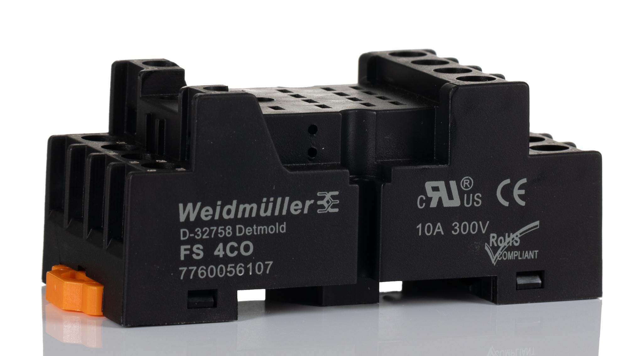 Weidmuller D-SERIES 4 Pin 250V ac Panel Mount Relay Socket