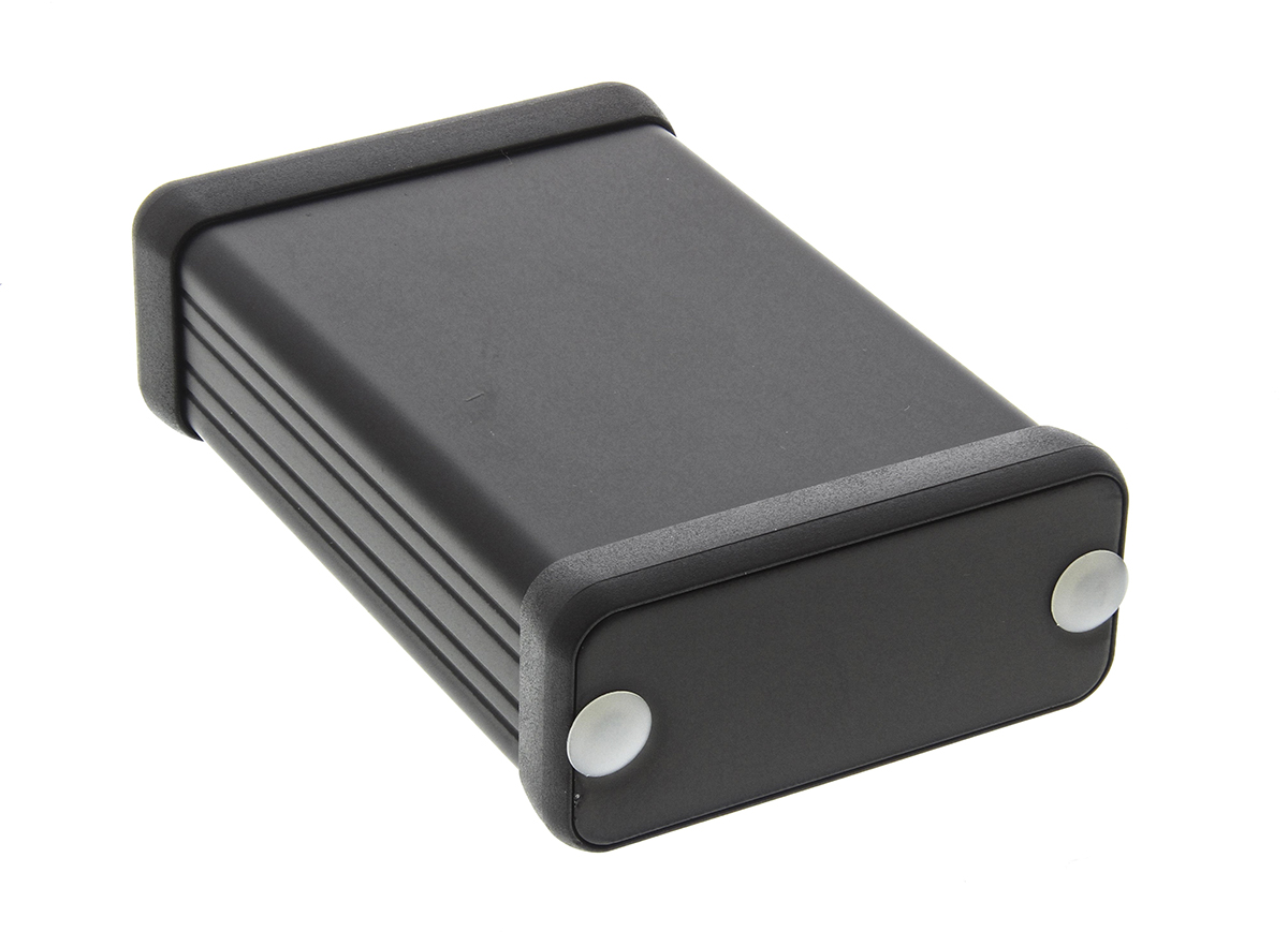 Hammond 1455 Series Black Aluminium Enclosure, IP54, Black Lid, 80 x 54 x 23mm