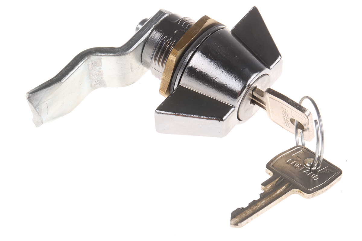 Euro-Locks a Lowe & Fletcher group Company Camlock, 16.1mm Panel-to-Tongue, 20.1 x 22.5mm Cutout, Key Unlock