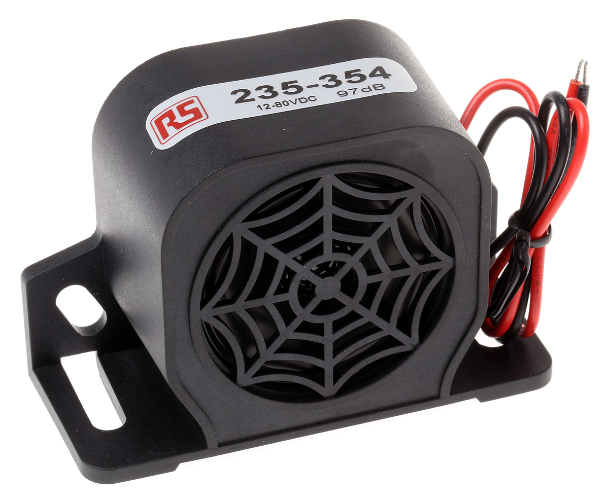 RS PRO Universal Electronic Sounder, 12 → 80 V dc, 97dB at 1 m, DC, Single-Tone