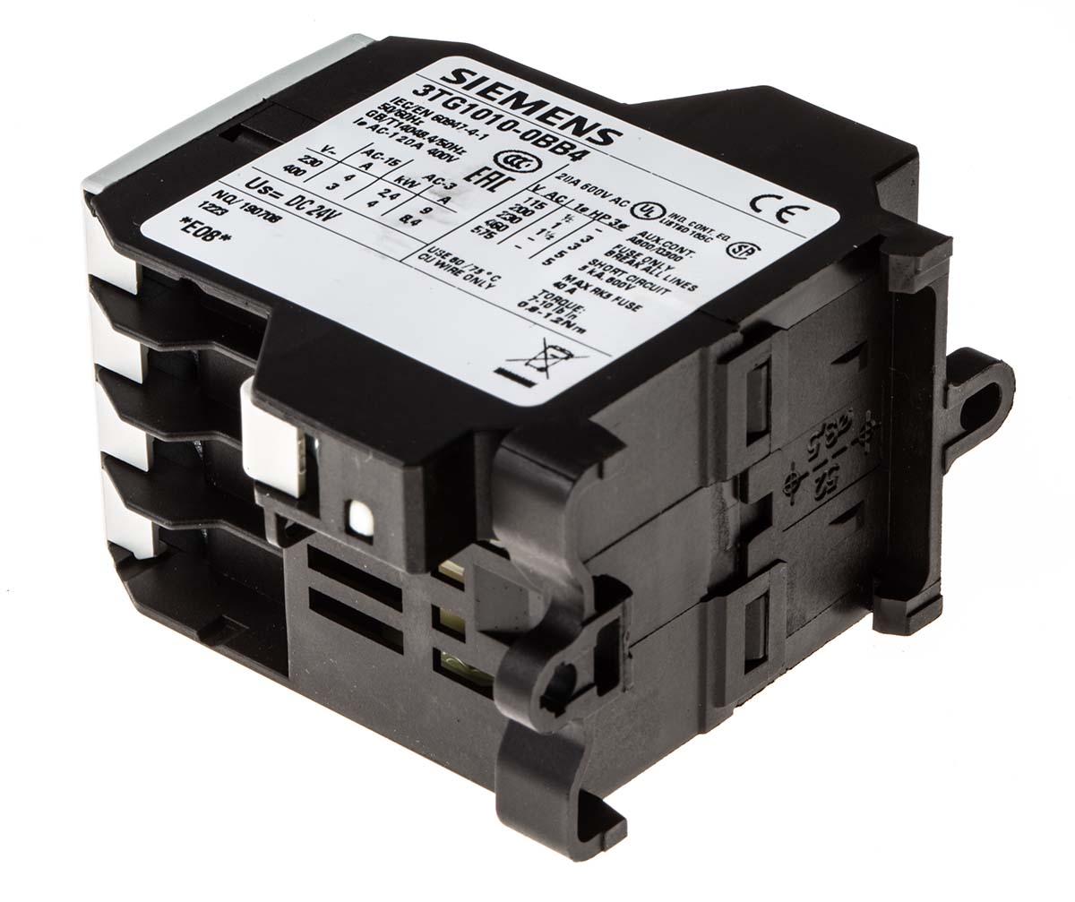 Siemens SIRIUS Innovation 3TG1 Power Relay, 24 V dc Coil, 4-Pole, 20 A, 4 kW, 4NO, 400 V ac