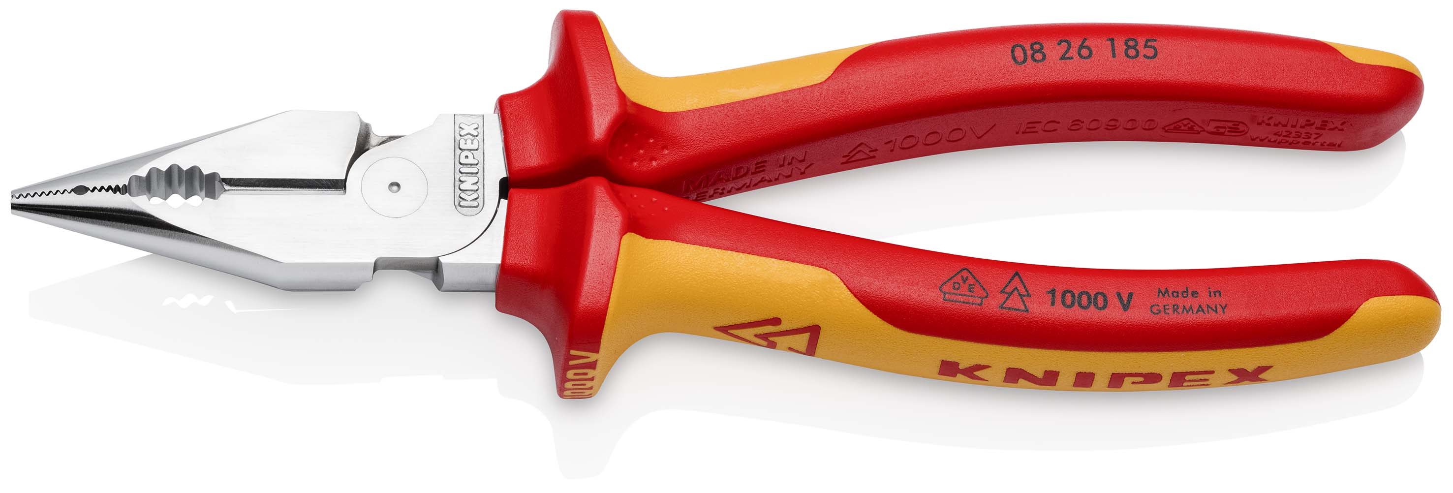 Knipex 26185 Combination Pliers, 185 mm Overall, Straight Tip, VDE/1000V