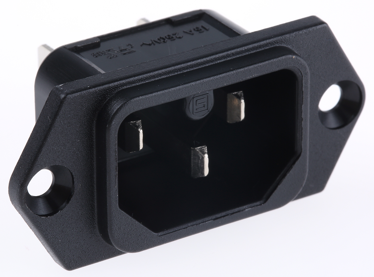 Schurter C16 Panel Mount IEC Connector Male, 15A, 250 V