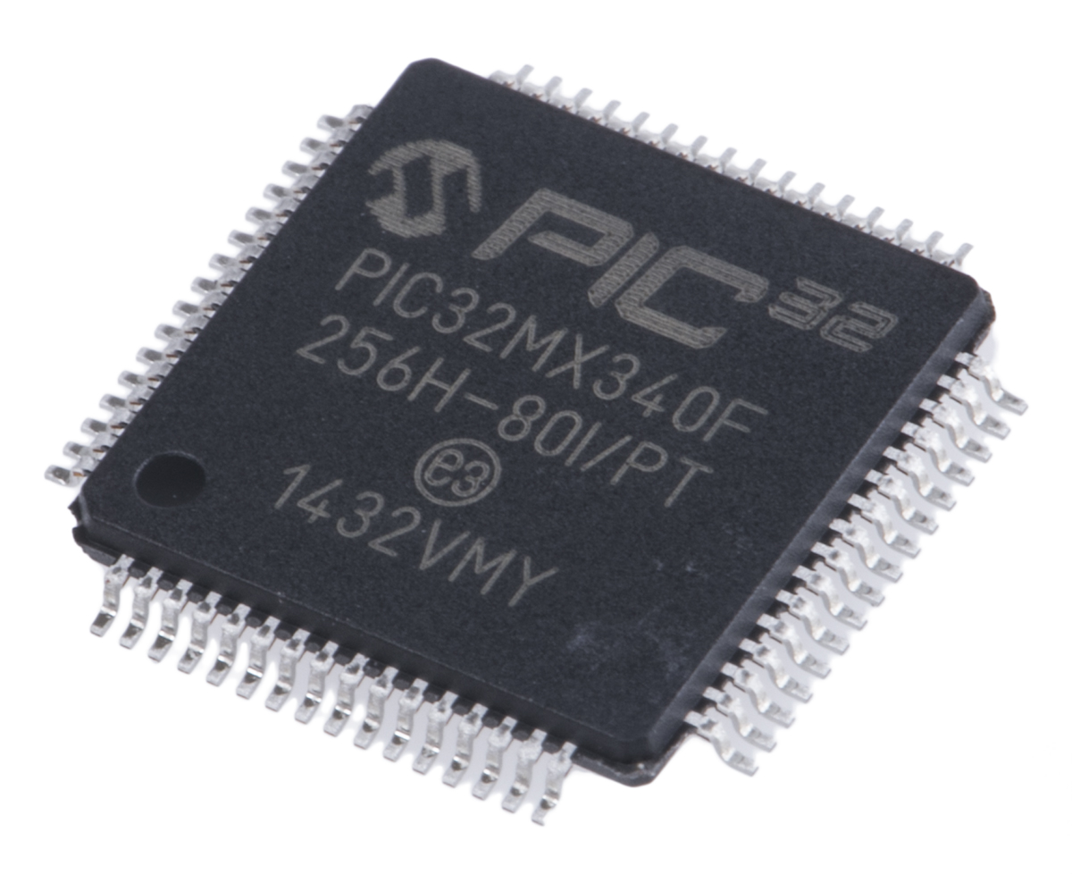 Microchip PIC32MX340F256H-80I/PT, 32 bit PIC Microcontroller, 80 MHz, 256kB FLASH, 64-Pin TQFP
