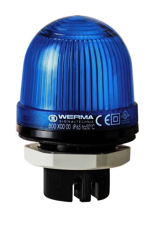 Werma EM 800 Series Blue Steady Beacon, 12 → 230 V ac/dc, Built-in Mount, Incandescent Bulb, IP66
