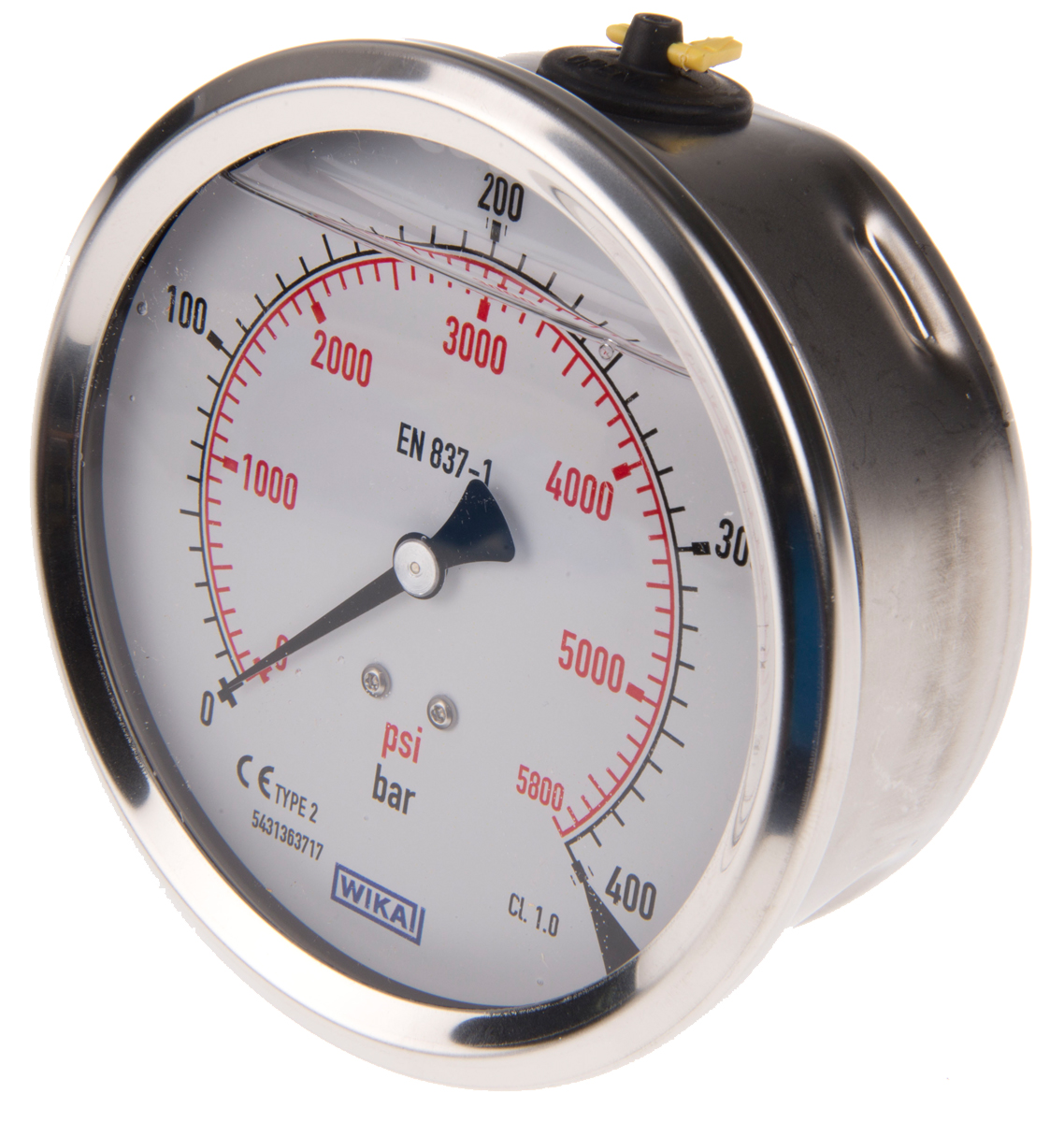 WIKA Analogue Pressure Gauge 400bar Back Entry 100mm Outside Diameter