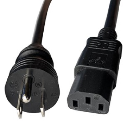 RS PRO Straight IEC C13 Socket to Straight NEMA 5-15 Plug Power Cord, 2m