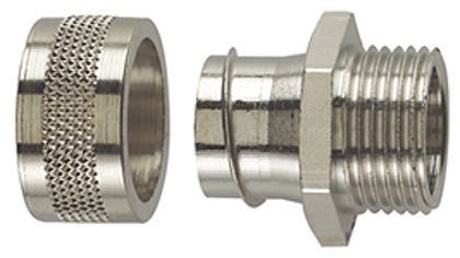 HellermannTyton Fixed External Thread Fitting, Conduit Fitting, 20mm Nominal Size, M20, Brass, Silver IP54 rating