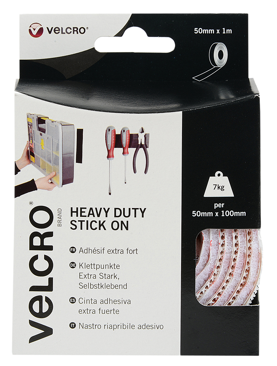 Velcro White Hook & Loop Tape, 50mm x 1m