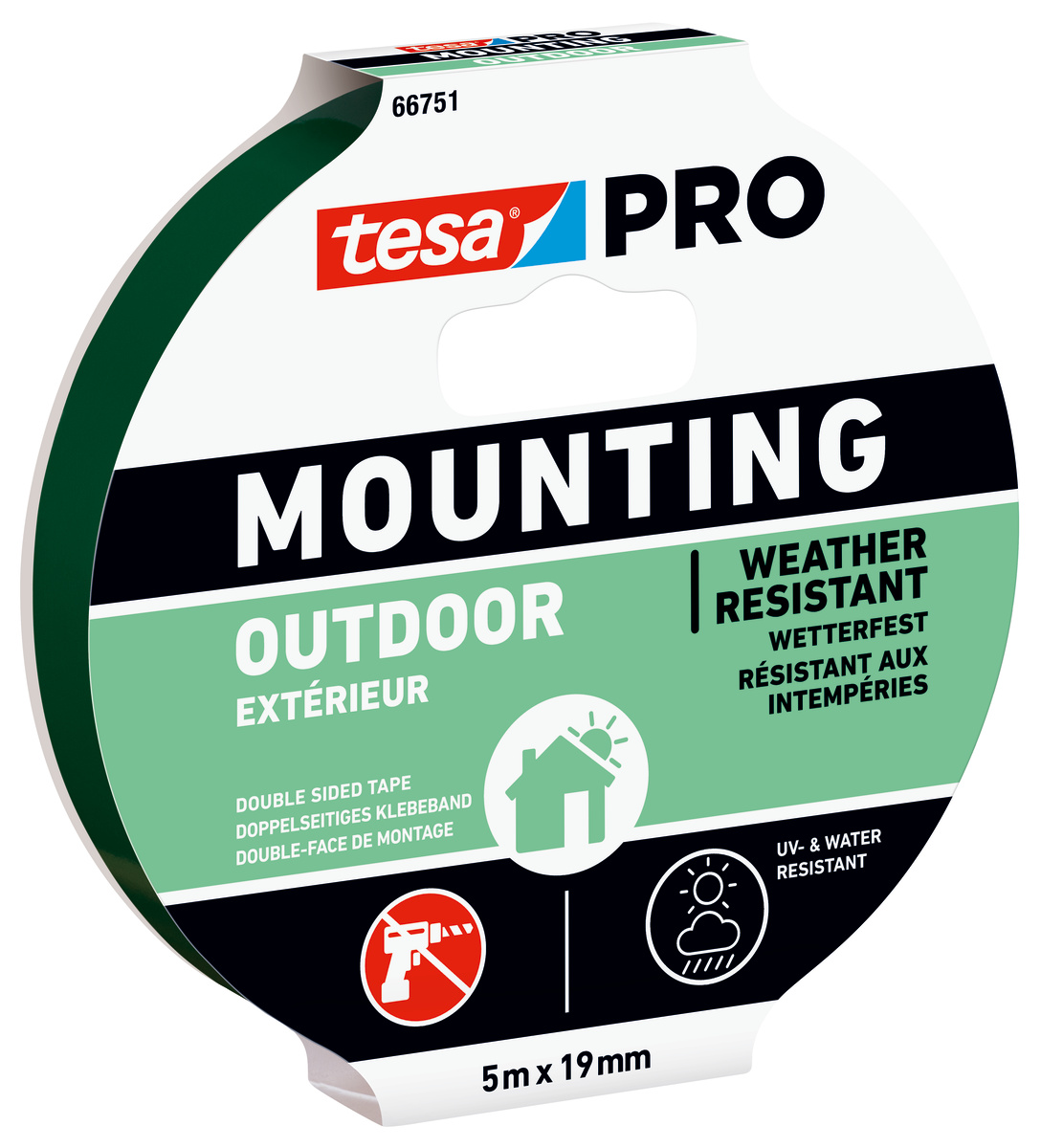 Tesa 66751-00001-00 Transparent Double Sided Tape, 1.14mm Thick, Acrylic Backing, 19mm x 5m