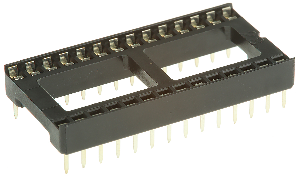 Winslow, W3100 2.54mm Pitch Vertical 28 Way, Through Hole Stamped Pin Open Frame IC Dip Socket, 10A