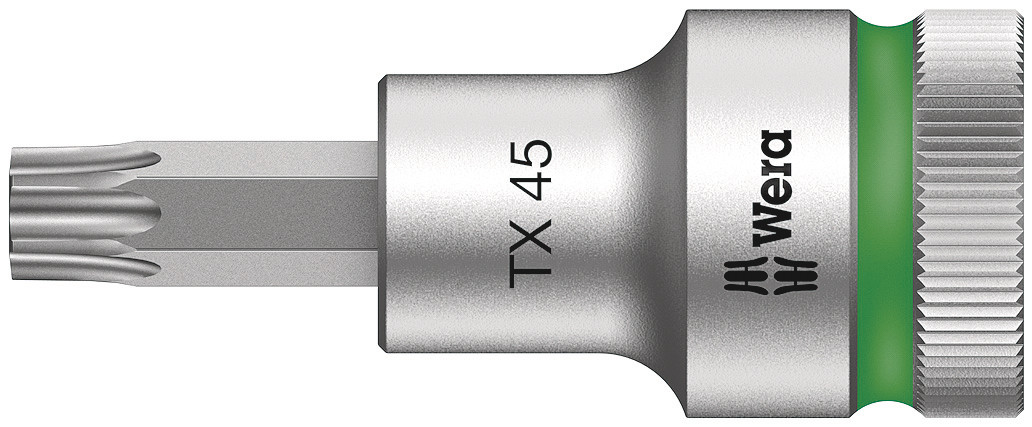 Wera 1/2 in Drive Bit Socket, Torx Bit, T45, 60 mm Overall Length