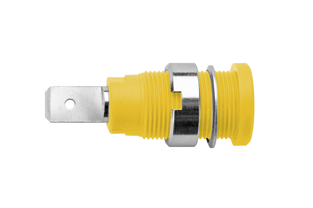 Schutzinger Yellow Female Banana Socket, 4 mm Connector, 10A, 1000V, Nickel Plating