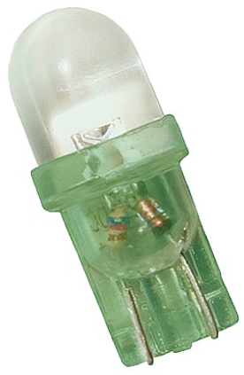 JKL Components Green LED Indicator Lamp, 24V, Wedge Base, 10mm Diameter