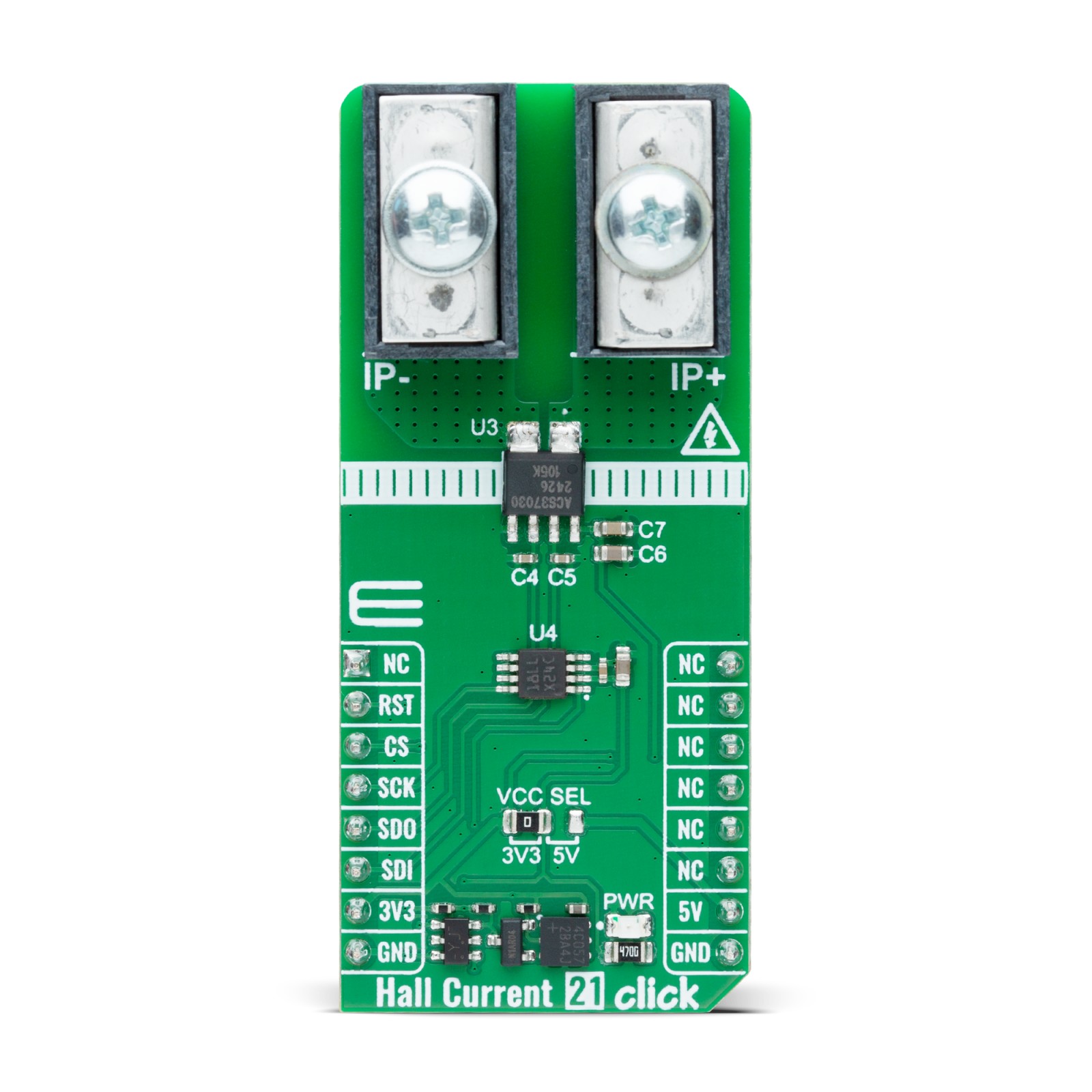 MikroElektronika Magnetic Current Sensor Development Module for ACS37030 Solar DC-DC Converters, Power Supplies In