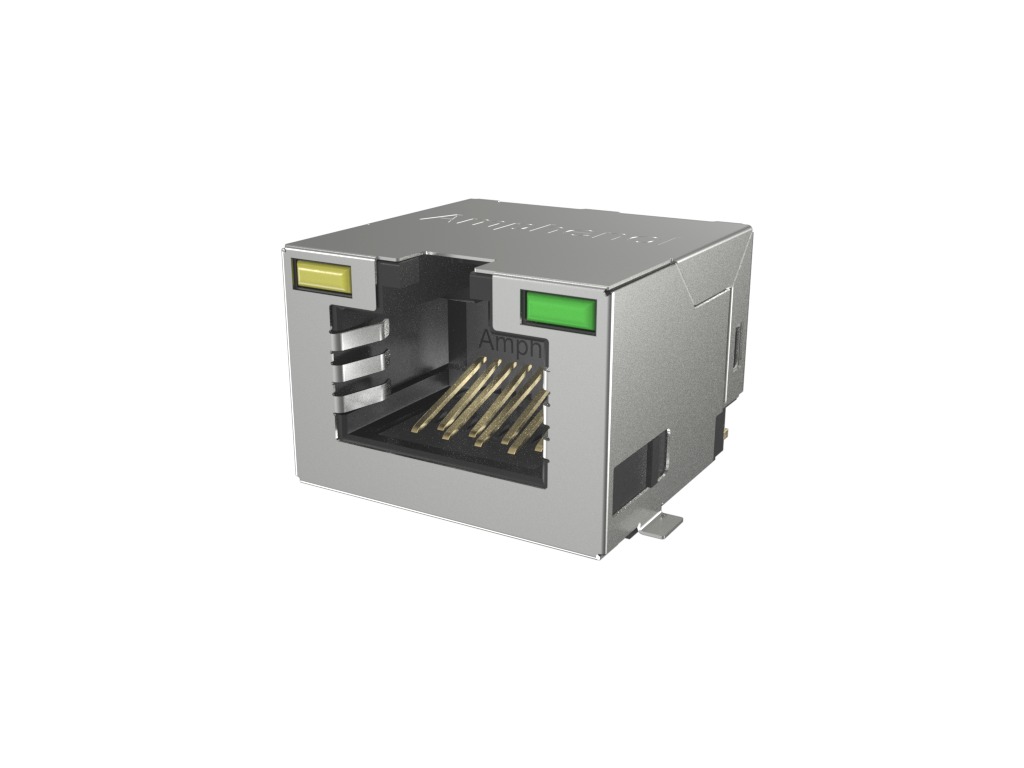 Amphenol Communications Solutions RJE3C18864 Series Female Ethernet Connector, Surface Mount, Cat6a, EMI Shield 1 Port
