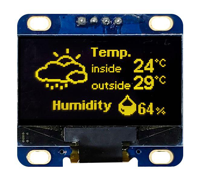 Midas 1.28in Yellow Passive matrix OLED Display 128 x 64pixels COB I2C Interface