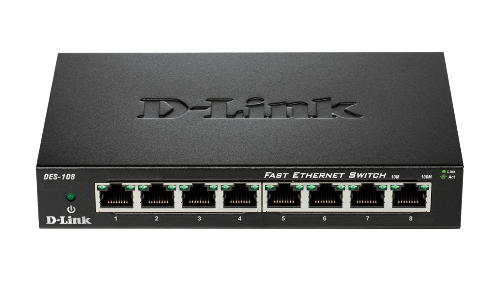 D-Link 8-Port Fast Ethernet Switch, Unmanaged 8 Port Ethernet Switch, EU