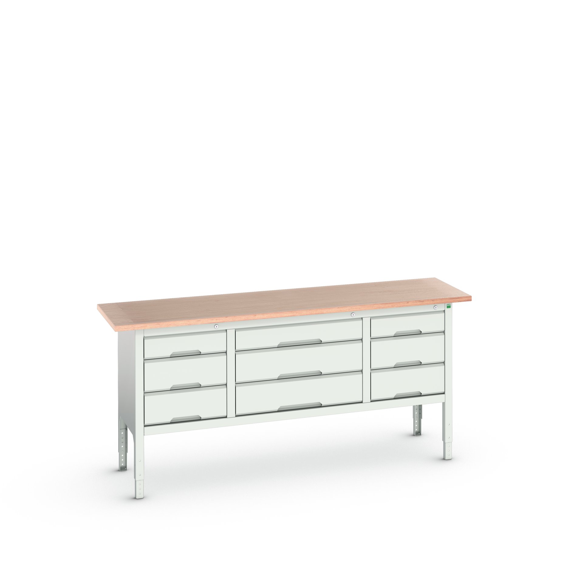 Bott Steel Workbench, 75kg Max Load, Adjustable Height, 930mm x 600mm x 2000mm