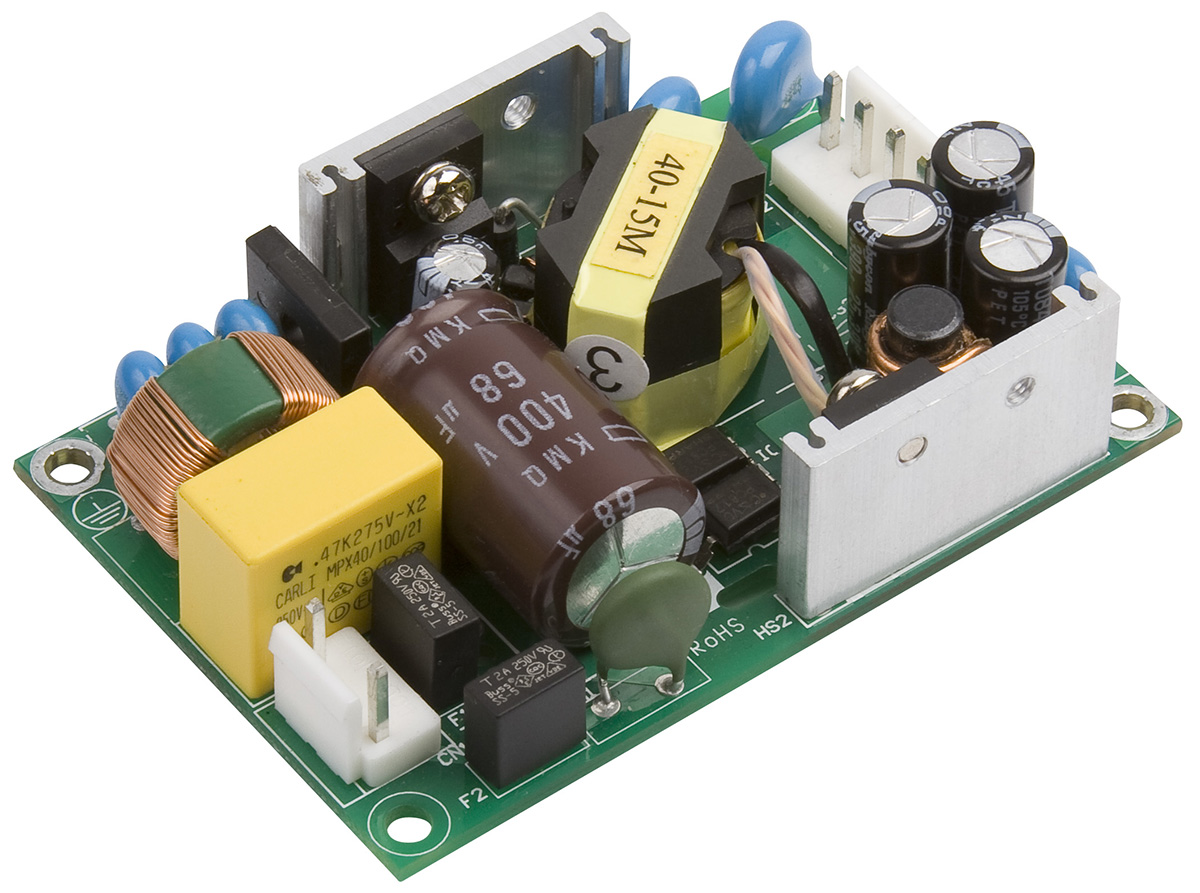 XP Power Switching Power Supply, ECP40UT02, 5 V dc, ±15 V dc, 1.5 A, 5 A, 500mA, 40W, Triple Output, 85 → 264V