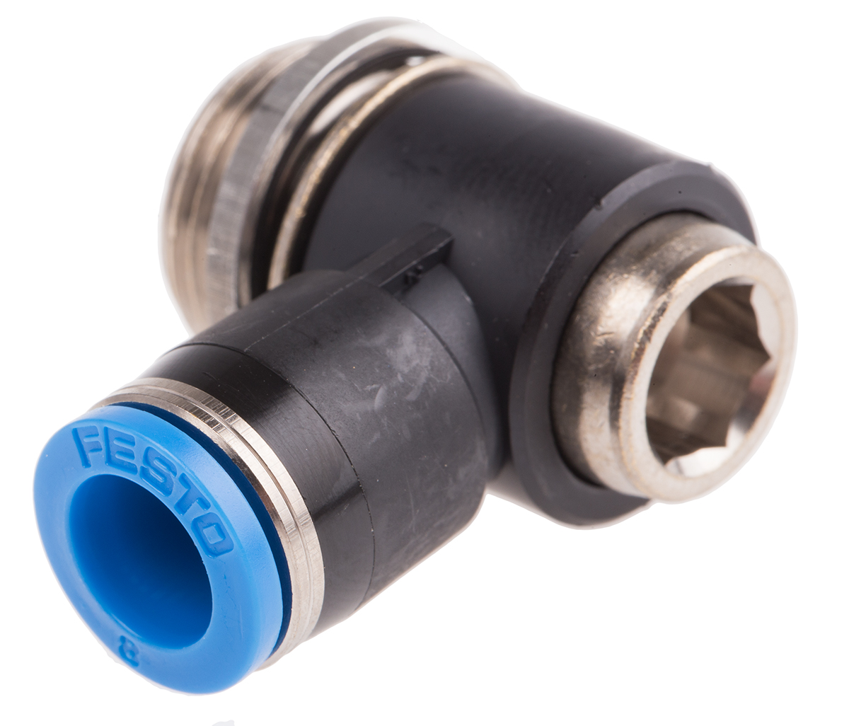 Festo QS Series Elbow Threaded Adaptor, G 3/8 Male to Push In 8 mm, Threaded-to-Tube Connection Style, 186152