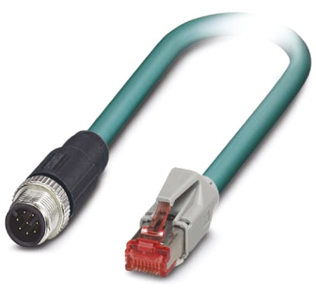 Phoenix ContactVS-M12MS-IP20-94B-LI/3.0, 3m Cat5, Blue M12 to Male RJ45 Male Shielded, Terminated PUR Sheath