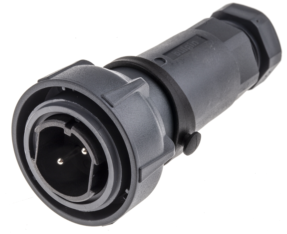Bulgin Circular Connector, 2 Contacts, Cable, Standard Connector, Plug, Male, IP66, IP68, IP69K, Buccaneer 7000 Series