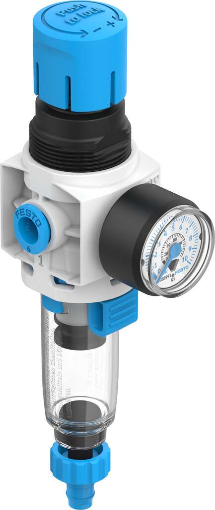 Festo M5 Pneumatic Regulator - 0.5bar to 7bar, 8bar max. input, 8086645
