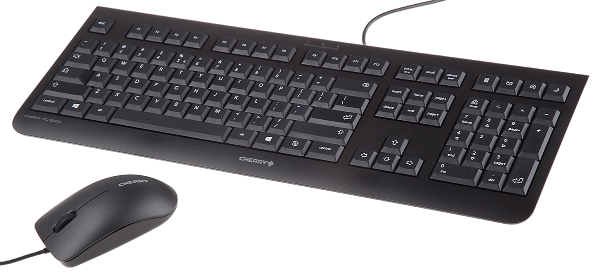 Cherry DC 2000 Wired Keyboard and Mouse Set, QWERTY (US), Black