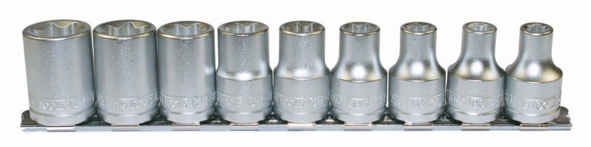 Teng Tools 9-Piece 1/2 in Standard Socket Set , e-Torx