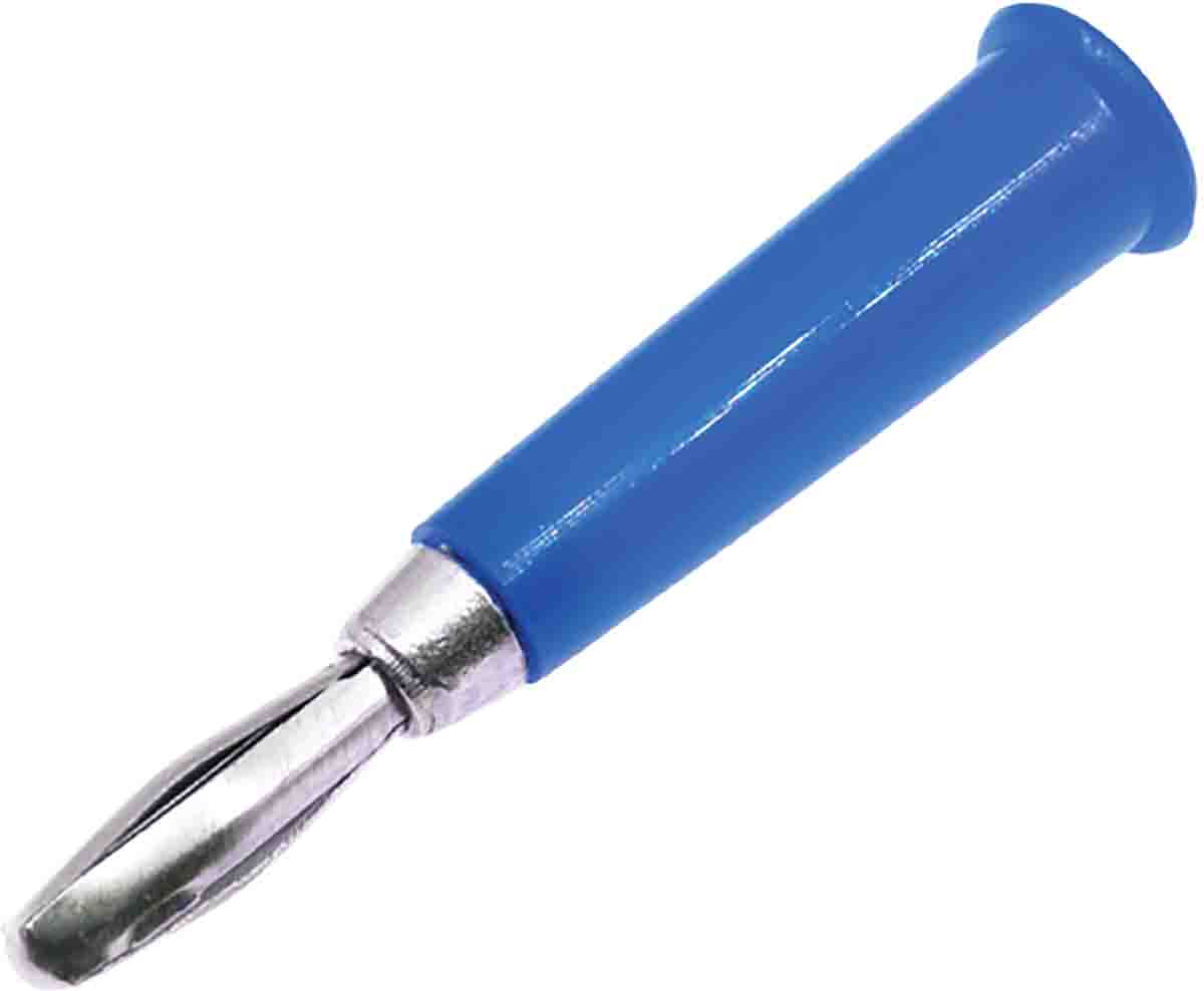 RS PRO Blue Male Banana Plug, 4 mm Connector, 19A, 30V, Nickel Plating