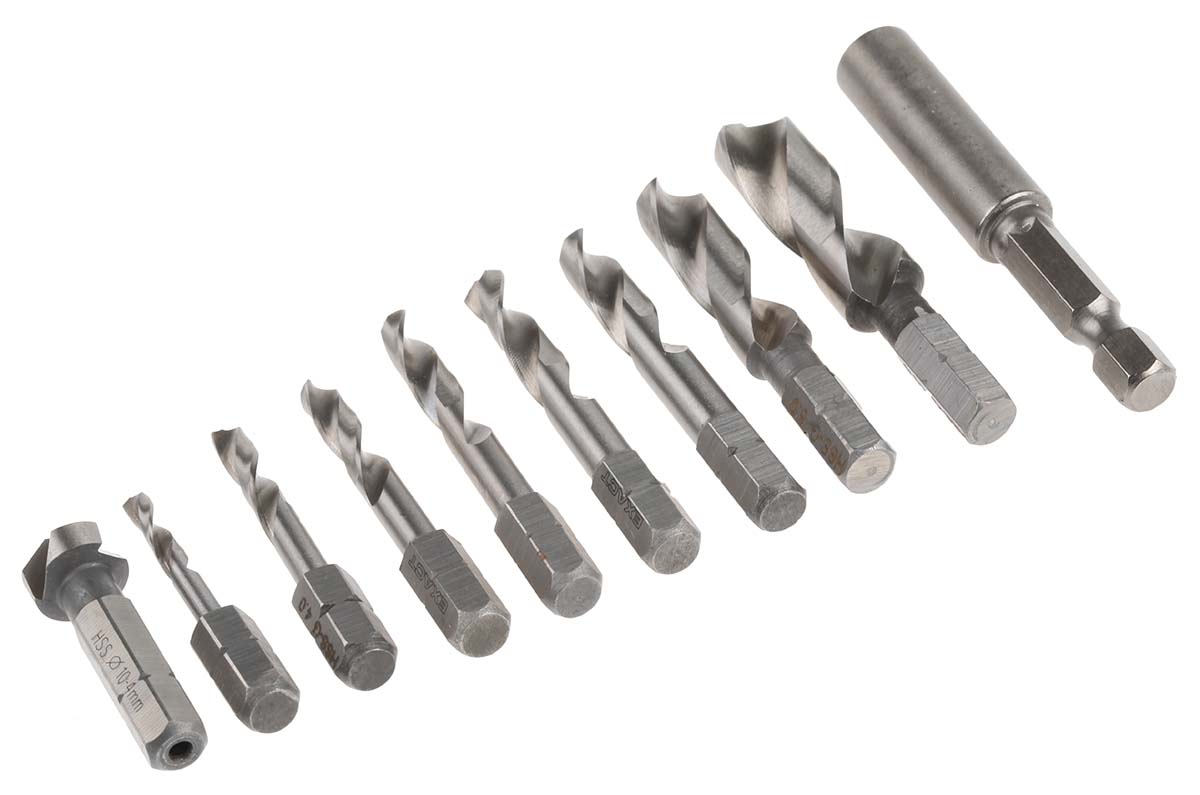 EXACT 11-Piece Twist Drill Bit Set for Metal, 10mm Max, 3mm Min, HSS Bits