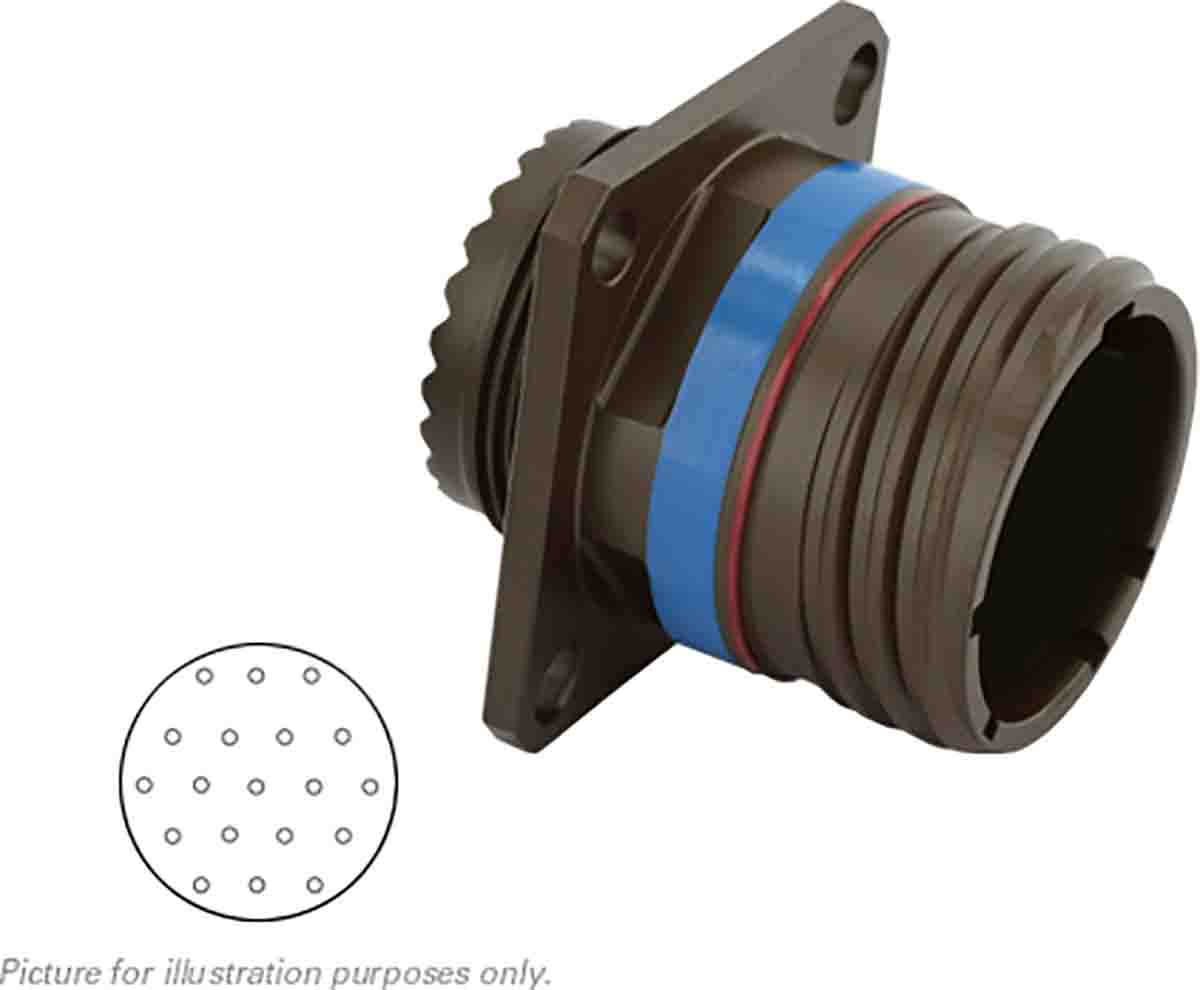 Souriau Sunbank by Eaton, 8D, Copper Alloy 19 Way Panel Mount MIL Spec Circular Connector Receptacle, Pin