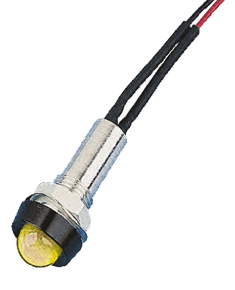 Oxley Yellow Panel Mount Indicator, 230V ac, 8mm Mounting Hole Size, Lead Wires Termination, IP67