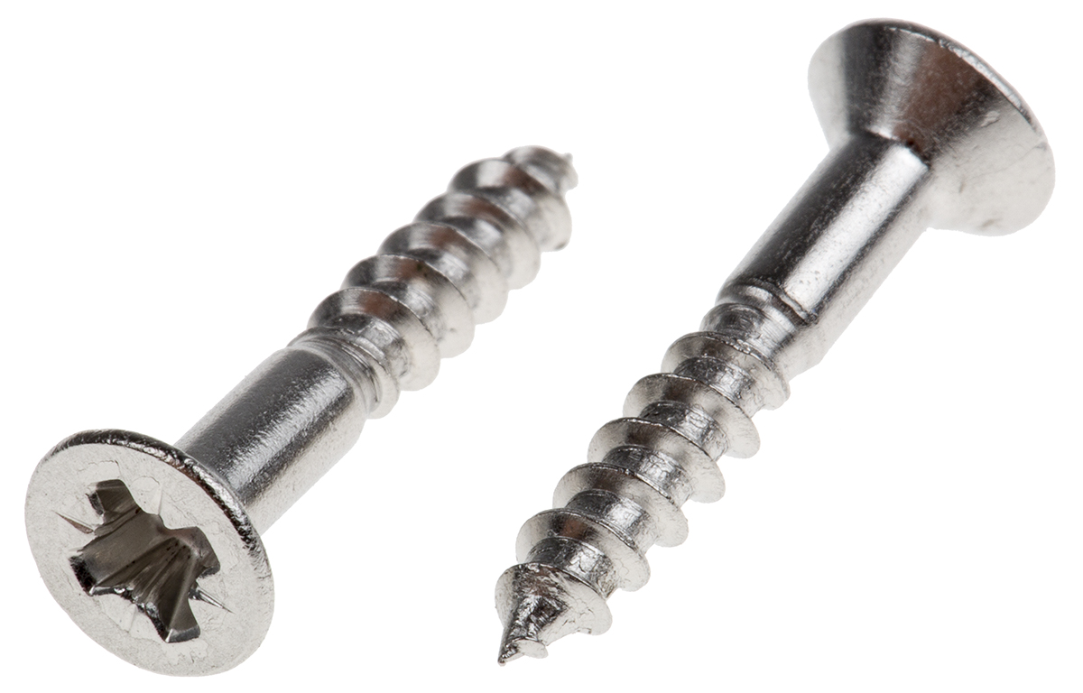 RS PRO Pozidriv Countersunk Stainless Steel Wood Screw, A2 304, 3.5mm Thread, 20mm Length