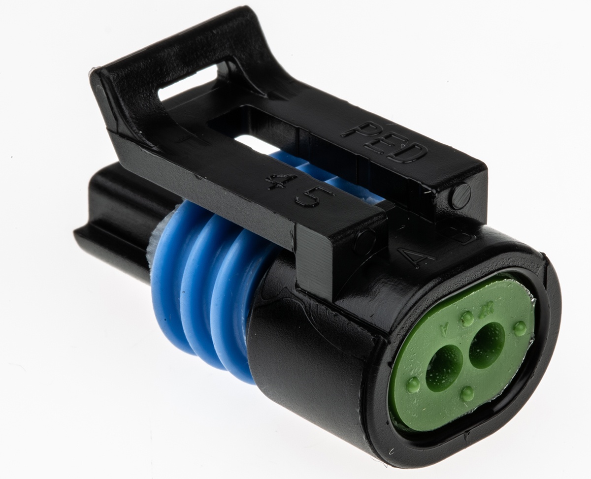 Delphi, Metri-Pack 150.2 Pull-To-Seat Automotive Connector Socket Black Cable Mount 2 Way, Crimp Termination 12162193