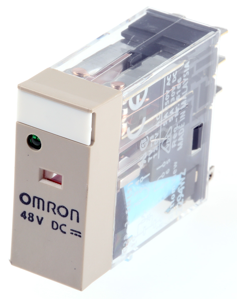 Omron Plug In Power Relay, 48V dc Coil, 5A Switching Current, DPDT