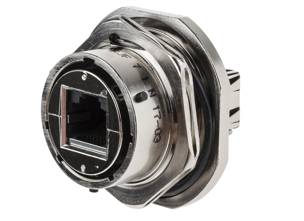 Amphenol Socapex RJF Series Female RJ45 Connector, Jam Nut, Cat5e Straight 1 Port 8 -Way