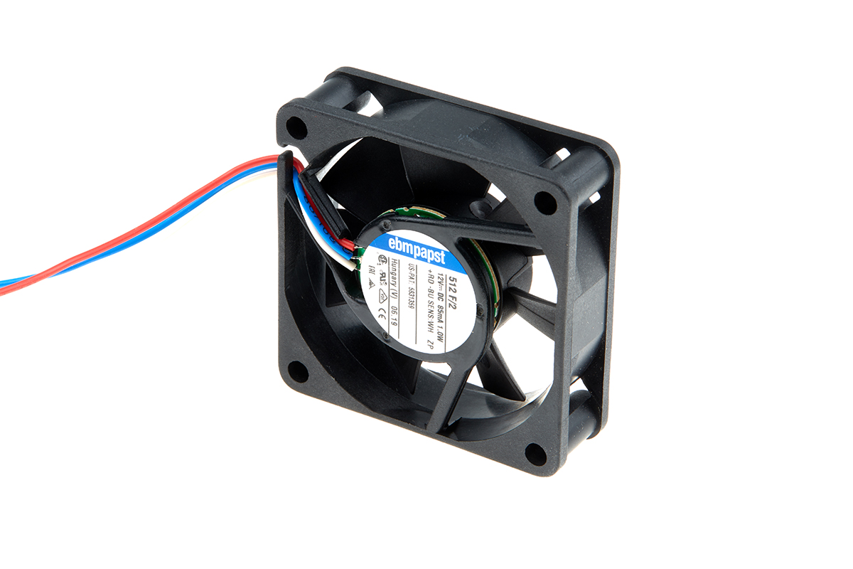 ebm-papst 500 F Series Axial Fan, 12 V dc, DC Operation, 20m³/h, 800mW, 50 x 50 x 15mm