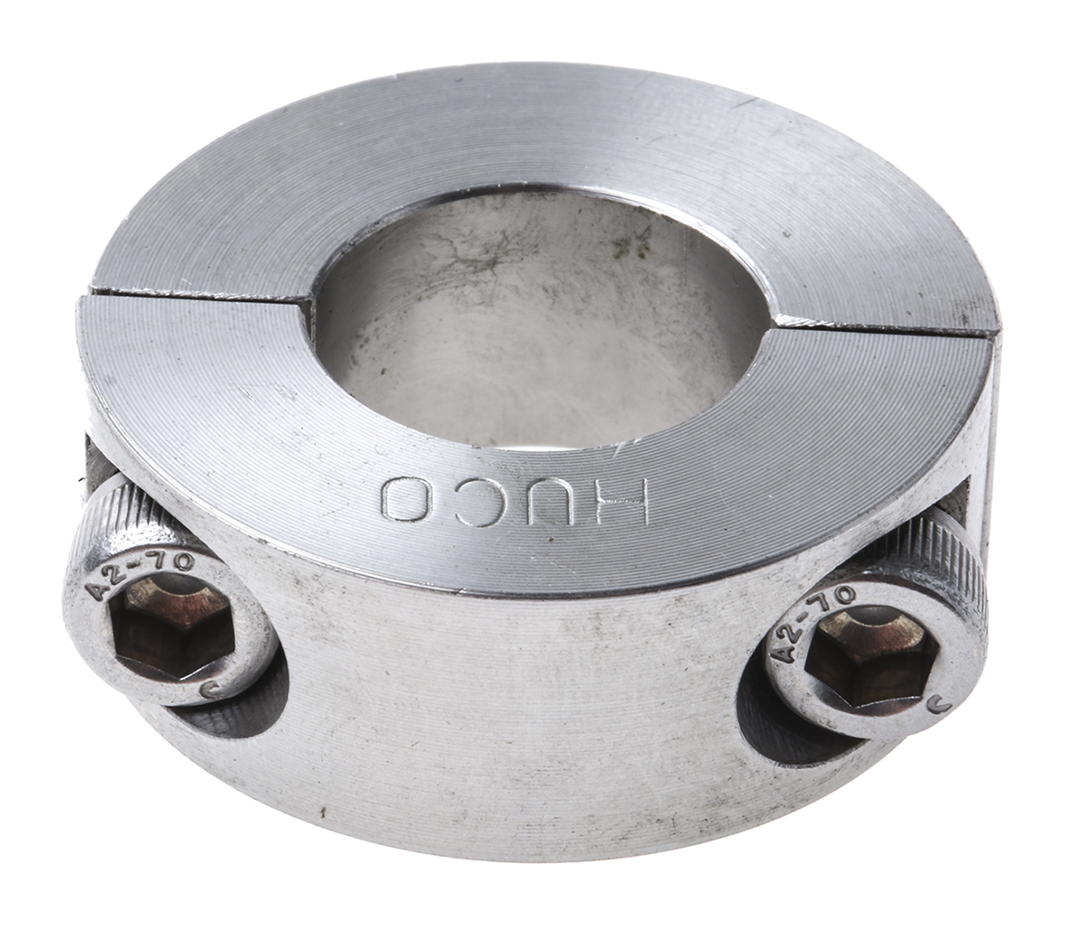 Huco Shaft Collar, Two Piece, Clamp Screw, Bore 20mm, OD 40mm, W 15mm, Stainless Steel