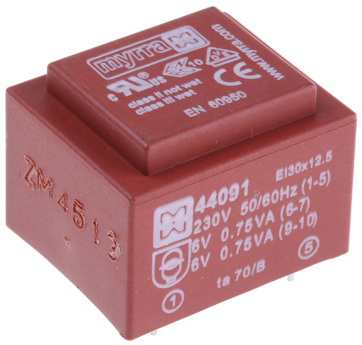 Myrra 6V ac 2 Output Through Hole PCB Transformer, 1.5VA