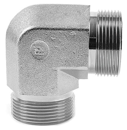 Parker Steel Zinc Plated Hydraulic Elbow Threaded Adapter, 4EMK4S, G 1/4 Male G 1/4 Male