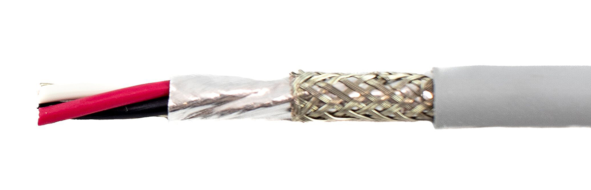 Alpha Wire Ecogen Ecocable Mini Control Cable, 3 Cores, 0.09 mm² 28 AWG, Screened, 30 m, Grey Modified Polyphenylene