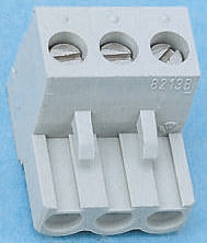 Wieland, 5.08mm Pitch, 8213, 3 Way, Pluggable Terminal Block, Plug, Cable Mount, Screw Termination, 25.340.3353.0
