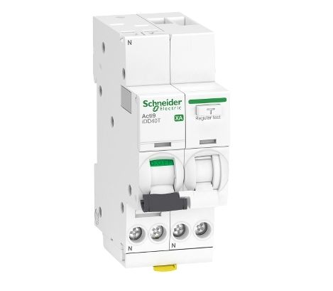 Schneider Electric RCBO, 16A Current Rating, 1P+N Poles, 30mA Trip Sensitivity, Type C, Acti9 Range