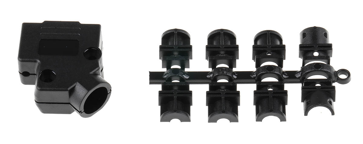 MH Connectors MHD45PPK Series ABS Angled D Sub Backshell, 9 Way, Strain Relief