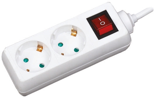 RS PRO 10m 2 Socket Type F - German Schuko Extension Lead, 250 V ac
