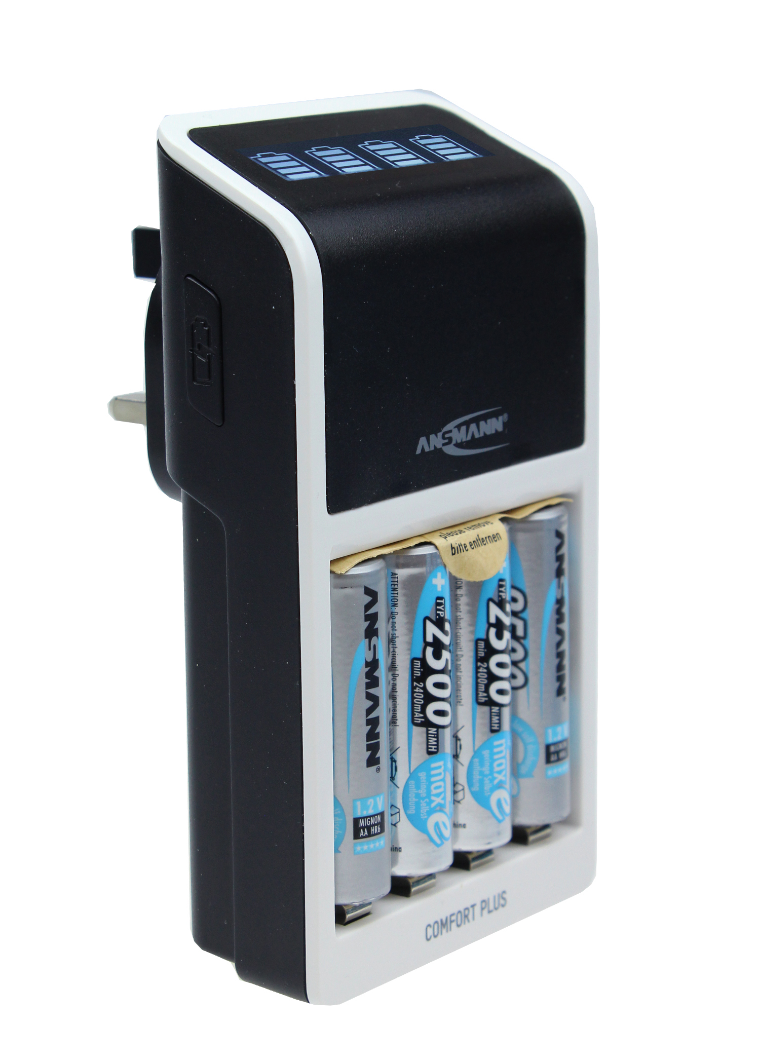 Ansmann 1001-0094-44-02520 Battery Charger For NiMH 9V, AA, AAA 4 Cell with UK plug, Batteries Included